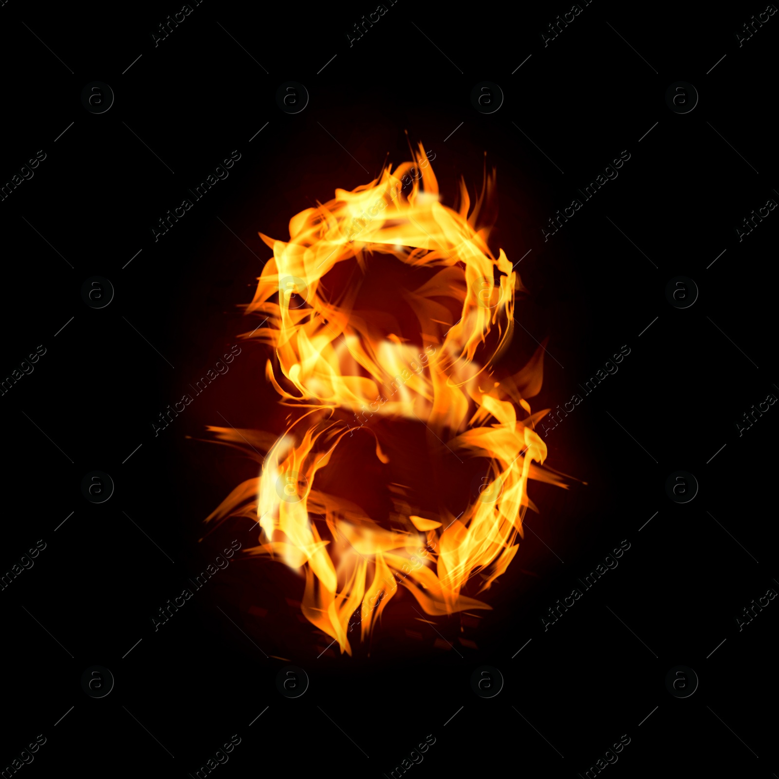 Flaming 8 on black background. Stylized number design Image of Flaming 8 on black background. Stylized number design