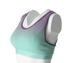 Photo of Women's top isolated on white. Sports clothing