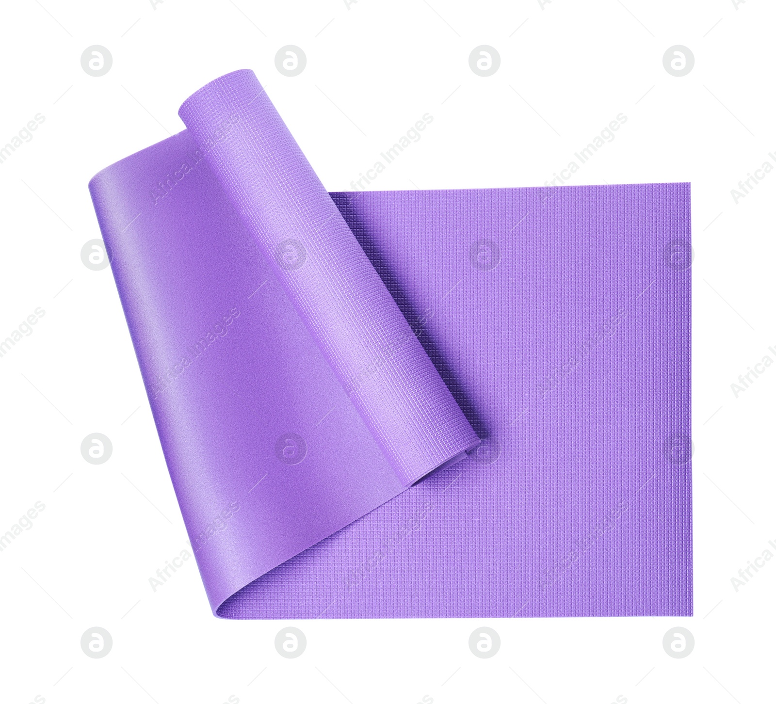 Violet camping mat isolated on white, top view Photo of Violet camping mat isolated on white, top view