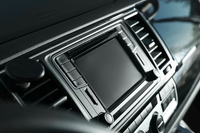Photo of View of dashboard with navigation system in modern car