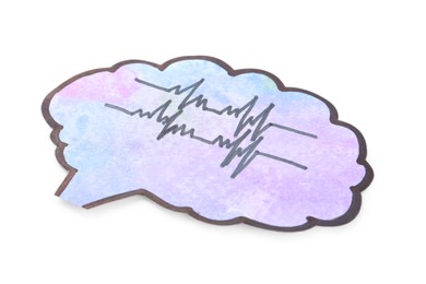 Paper brain cutout on white background. Epilepsy awareness Photo of Paper brain cutout on white background. Epilepsy awareness