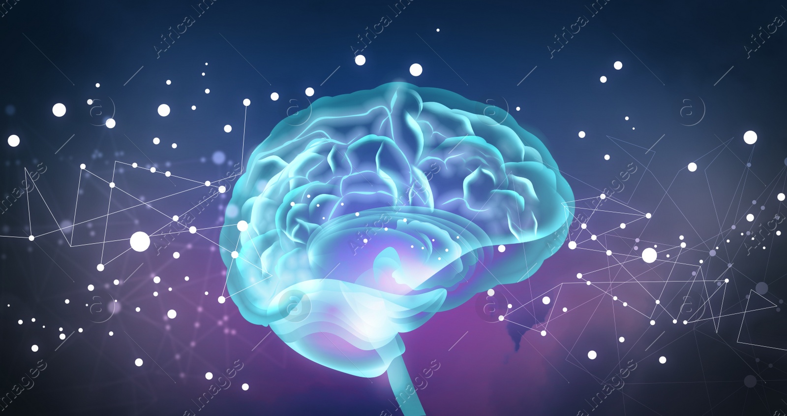 Illustration of human brain on dark background. Banner design Illustration of human brain on dark background. Banner design