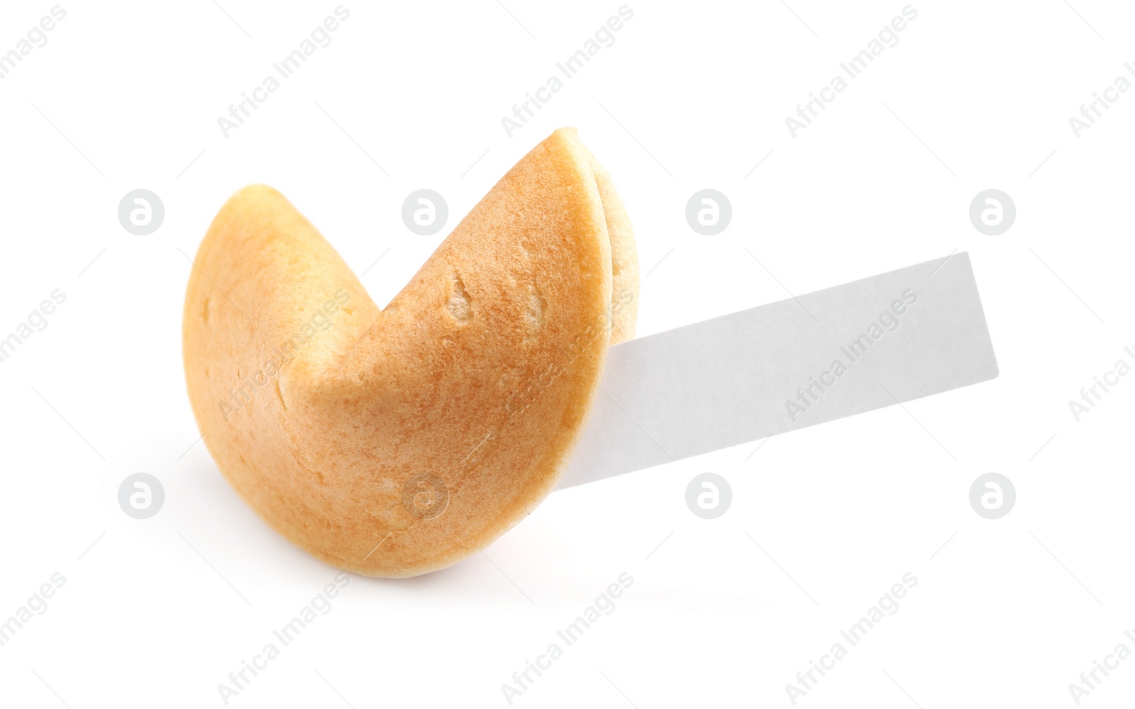 Traditional fortune cookie with prediction on white background Photo of Traditional fortune cookie with prediction on white background