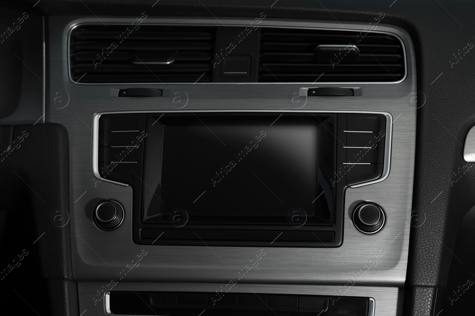 Closeup view of dashboard with navigation system in modern car Photo of Closeup view of dashboard with navigation system in modern car