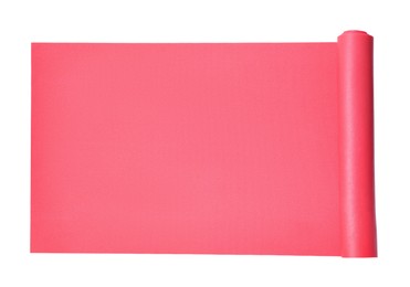 Bright pink camping mat isolated on white, top view Photo of Bright pink camping mat isolated on white, top view