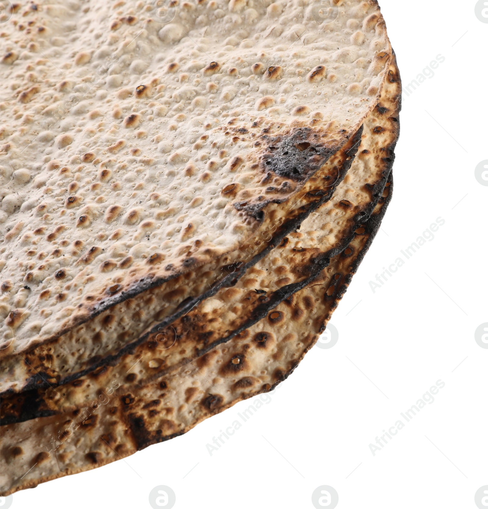 Tasty matzos on white background, closeup. Passover (Pesach) celebration Photo of Tasty matzos on white background, closeup. Passover (Pesach) celebration