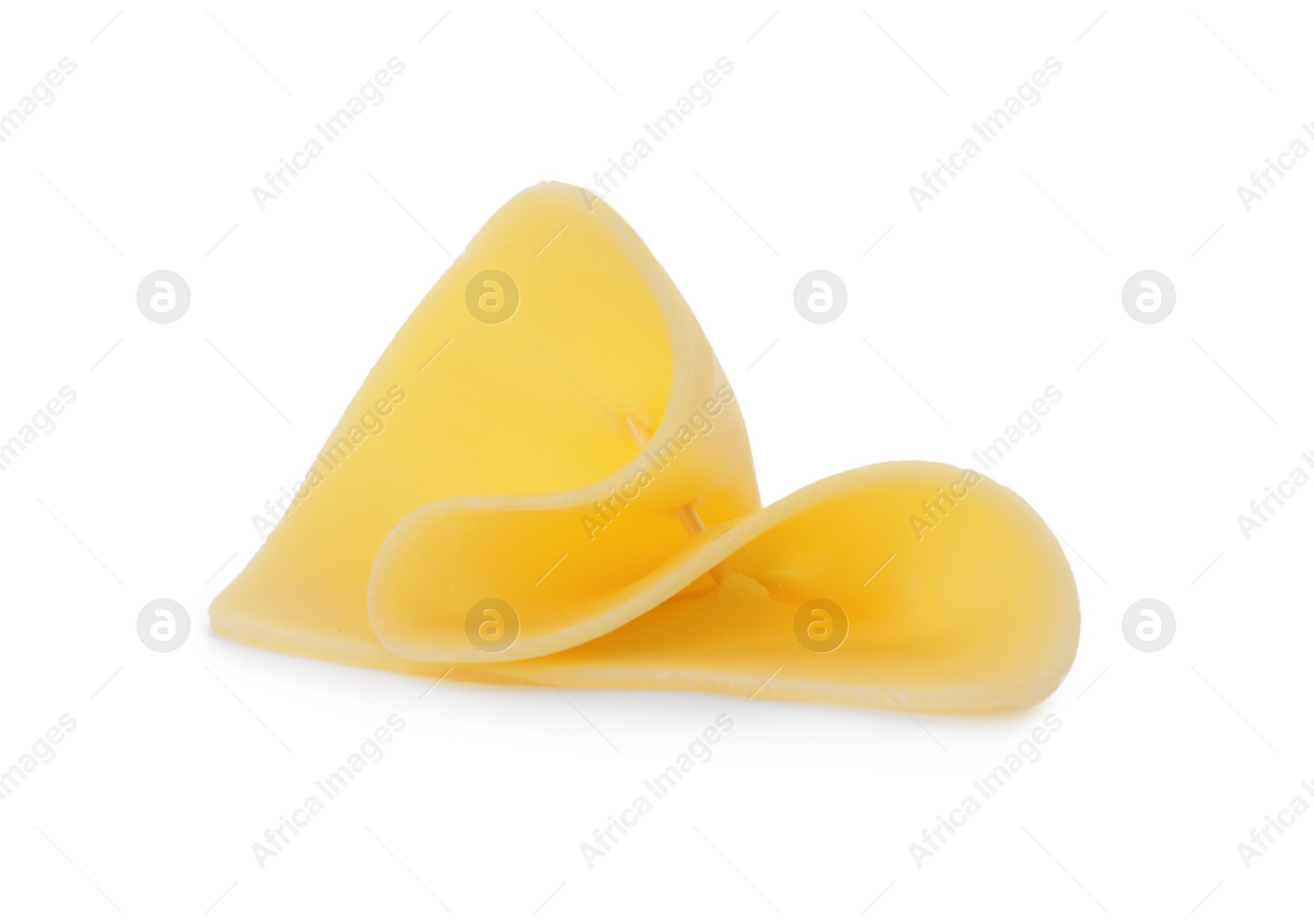 Slice of delicious cheese isolated on white Photo of Slice of delicious cheese isolated on white