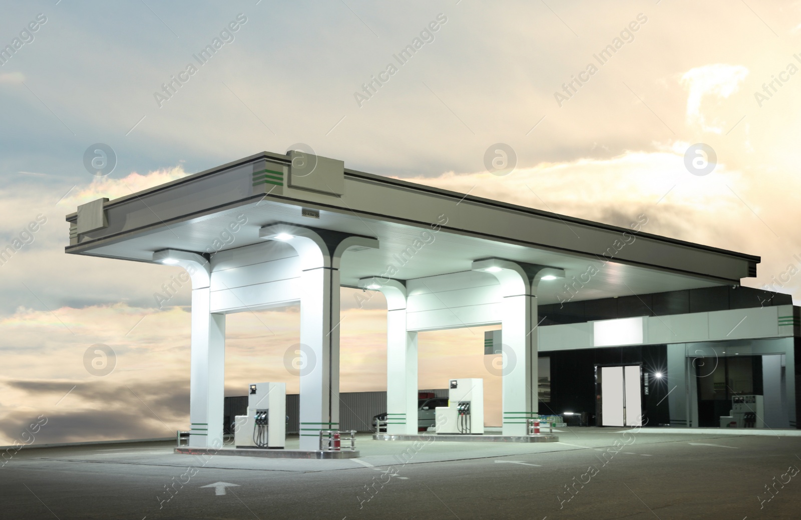 Modern gas filling station beside the road Image of Modern gas filling station beside the road