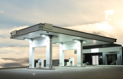Modern gas filling station beside the road Image of Modern gas filling station beside the road