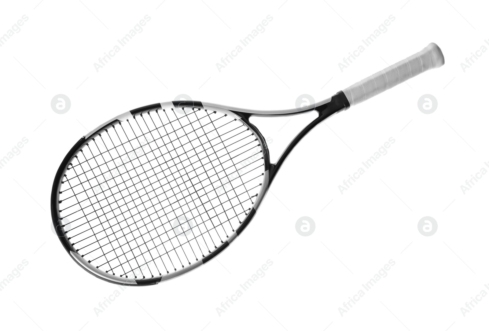 Tennis racket isolated on white. Sports equipment Photo of Tennis racket isolated on white. Sports equipment