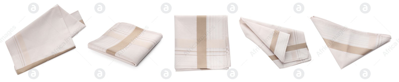 Set with handkerchiefs on white background. Banner design Image of Set with handkerchiefs on white background. Banner design