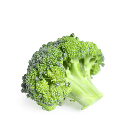 Photo of Fresh green raw broccoli on white background