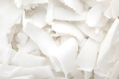 Fresh coconut flakes, closeup Photo of Fresh coconut flakes, closeup