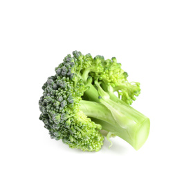 Photo of Fresh green raw broccoli on white background