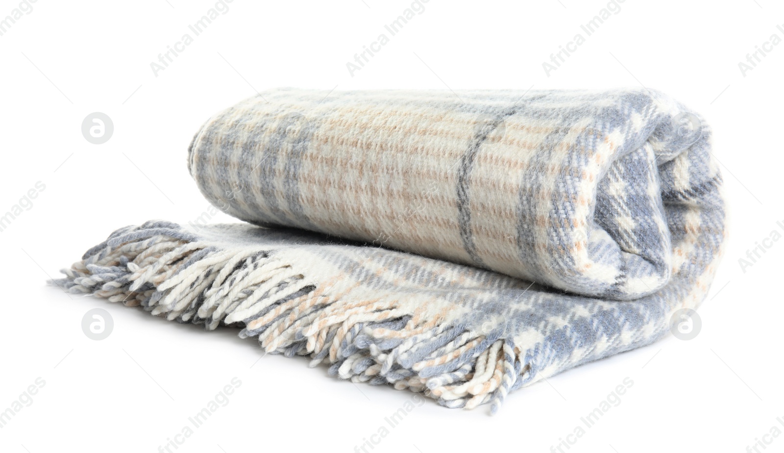 Stylish soft checkered plaid on white background Photo of Stylish soft checkered plaid on white background