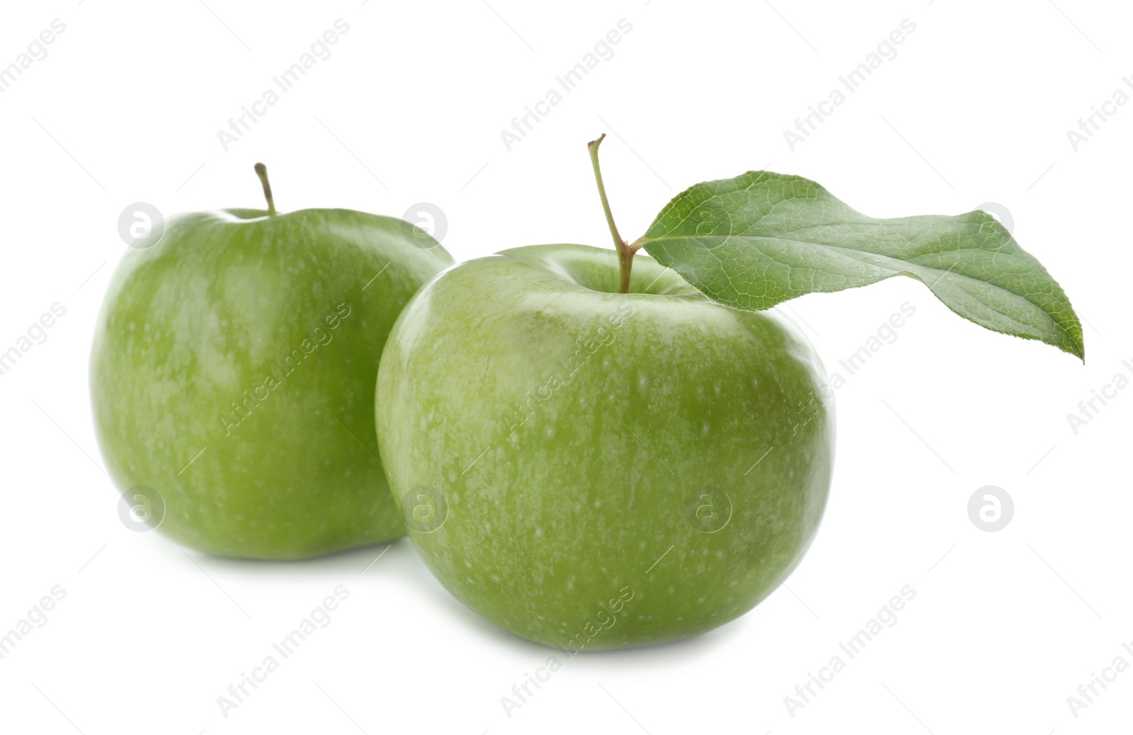 Fresh green apples on white background Photo of Fresh green apples on white background