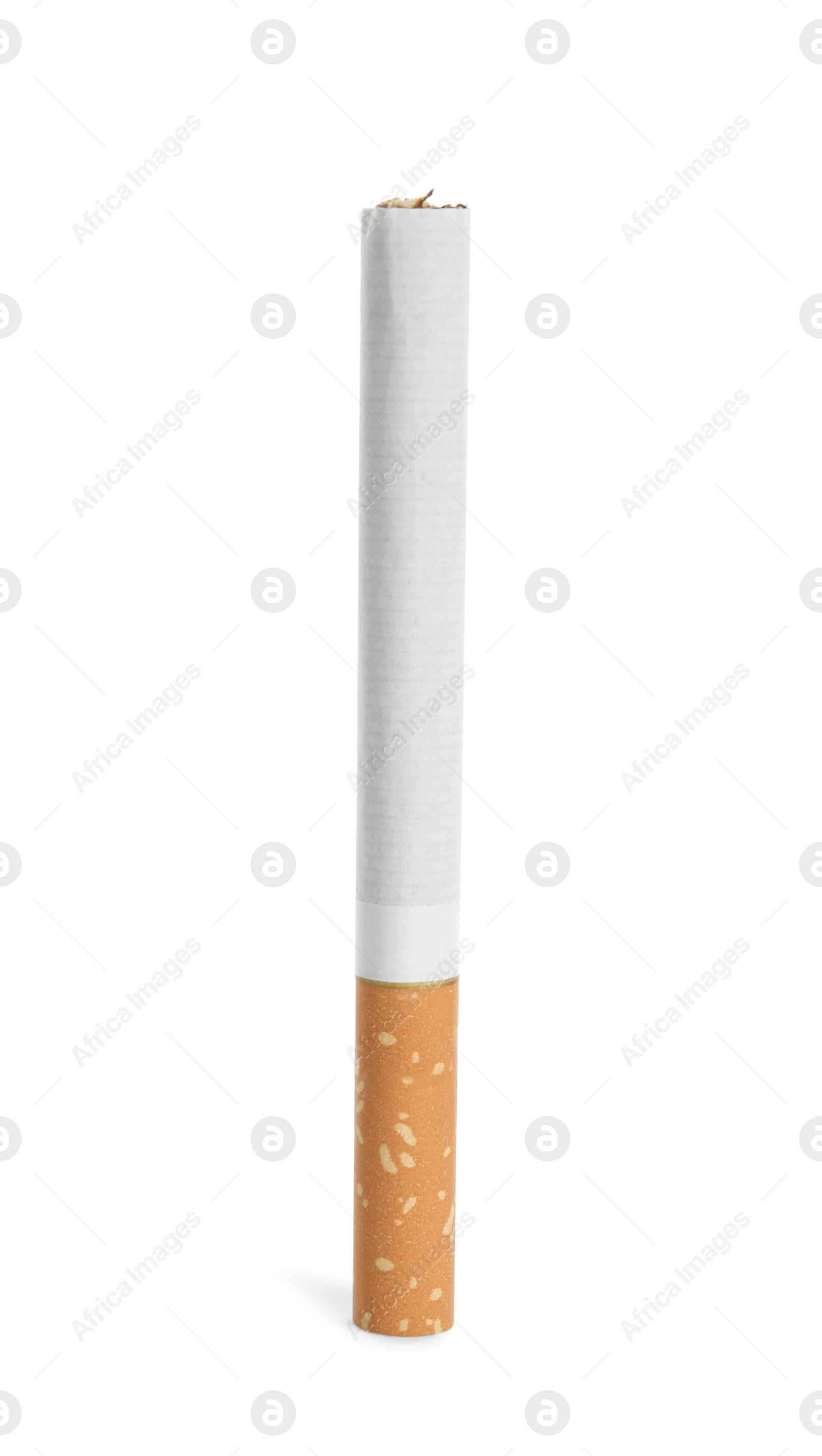 Cigarette with orange filter isolated on white Photo of Cigarette with orange filter isolated on white