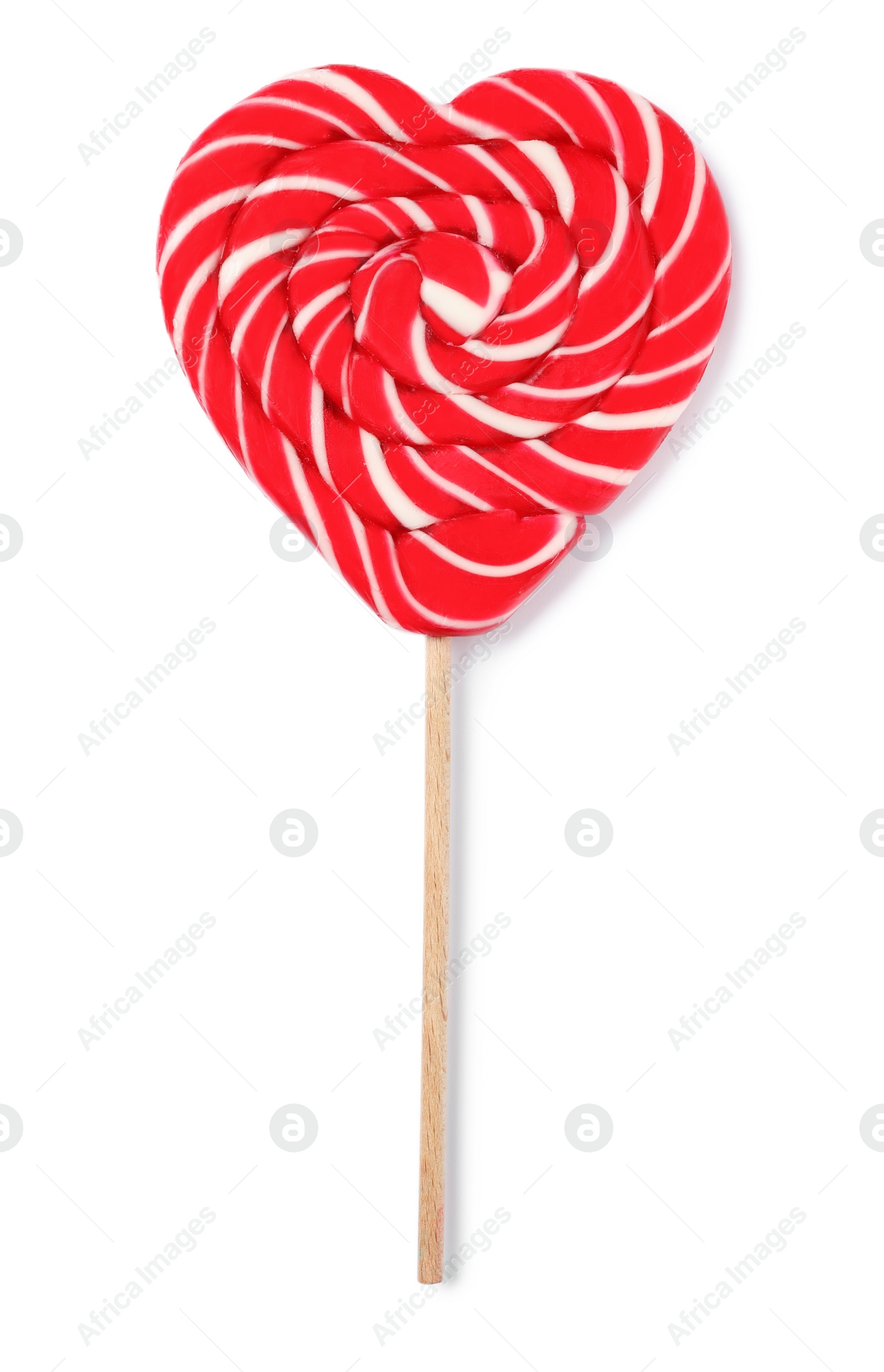 Sweet heart shaped lollipop isolated on white, top view. Valentine's day celebration Photo of Sweet heart shaped lollipop isolated on white, top view. Valentine's day celebration
