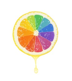 Fresh lemon slice with rainbow segments on white background. Brighten your life Image of Fresh lemon slice with rainbow segments on white background. Brighten your life