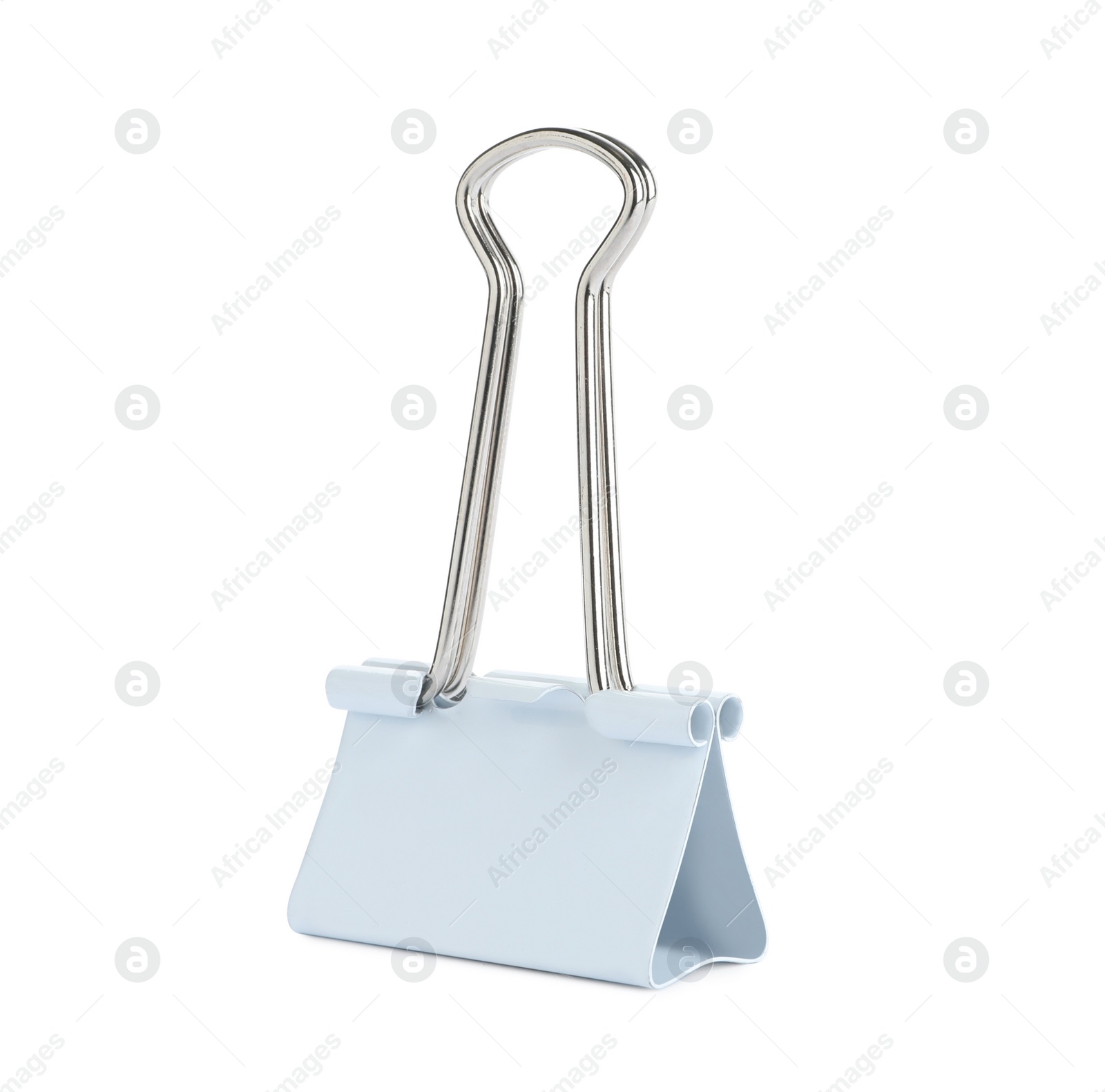 One binder clip isolated on white. Stationery item Photo of One binder clip isolated on white. Stationery item