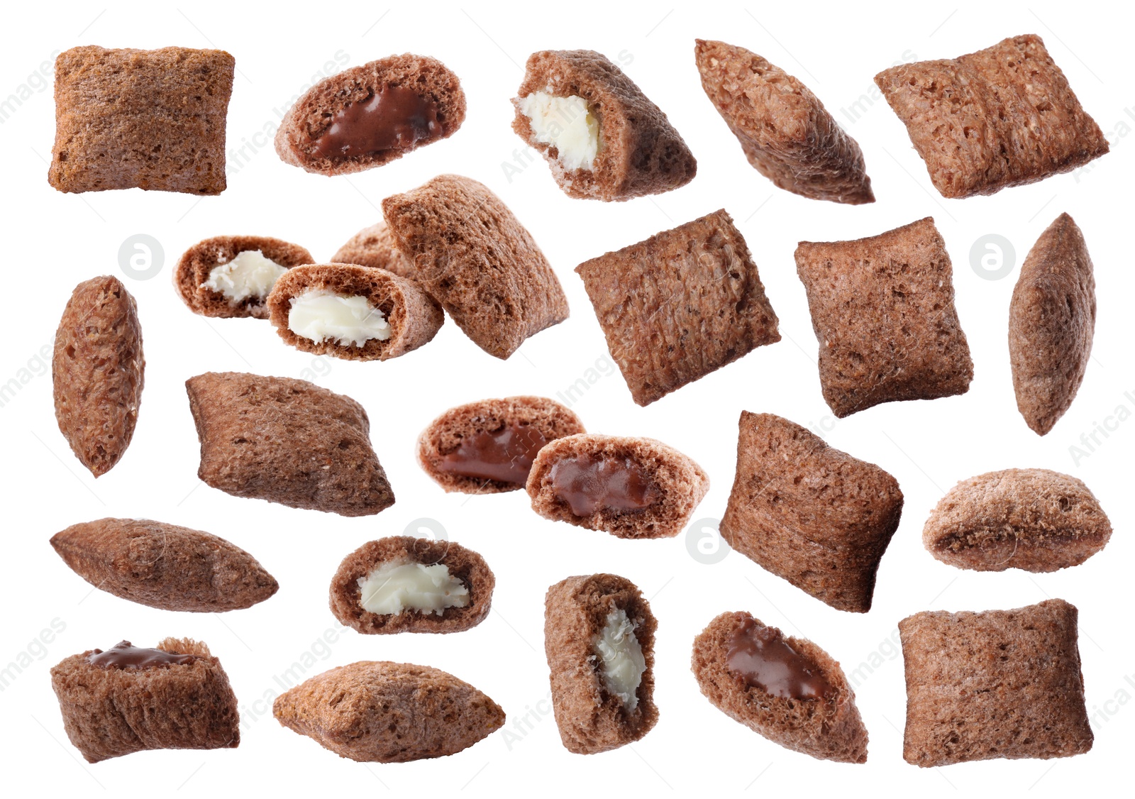 Set with sweet crispy corn pads on white background Image of Set with sweet crispy corn pads on white background