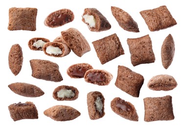 Set with sweet crispy corn pads on white background Image of Set with sweet crispy corn pads on white background