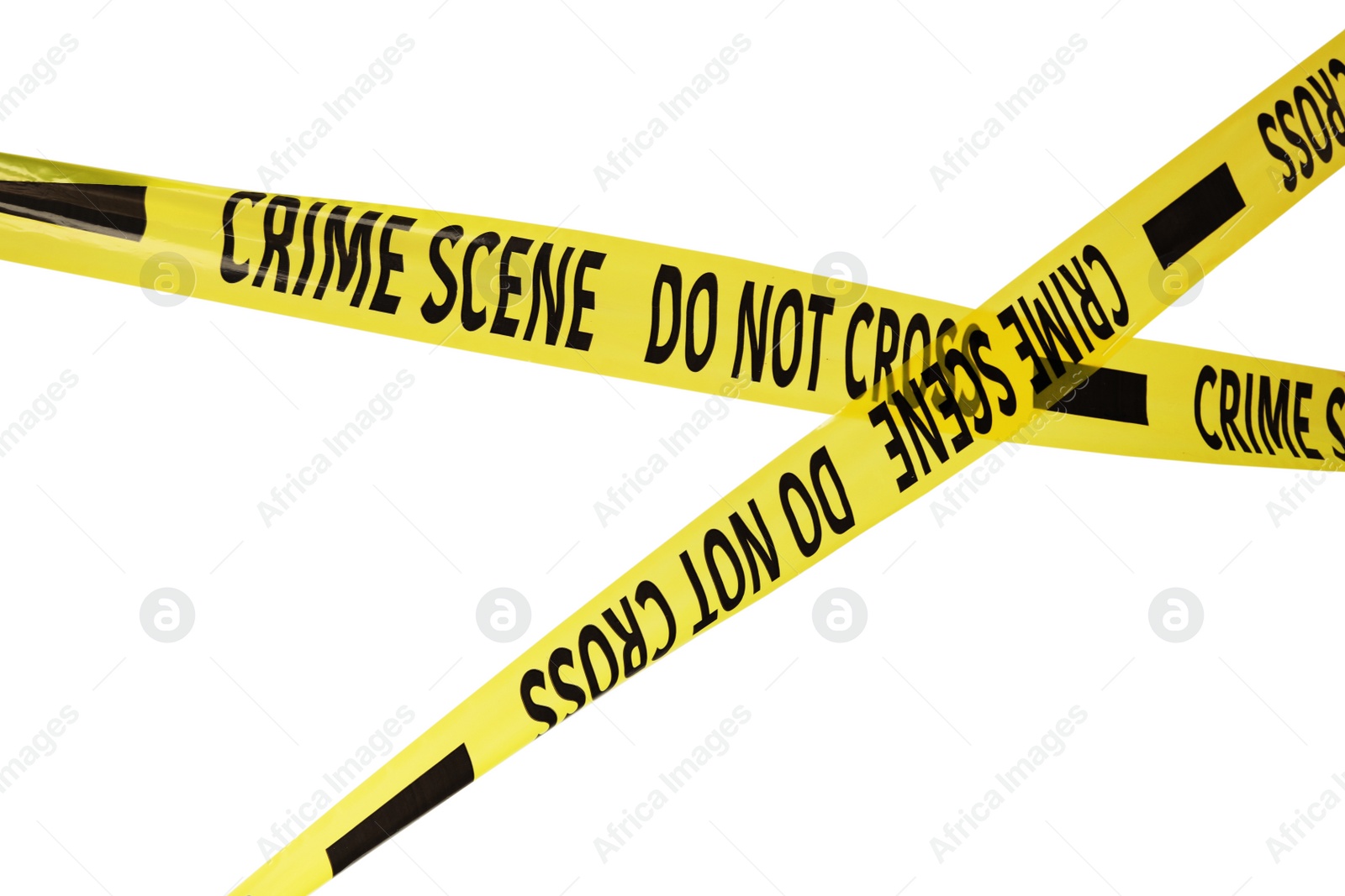 Yellow crime scene tapes isolated on white Photo of Yellow crime scene tapes isolated on white