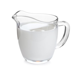 Jug of fresh milk isolated on white Photo of Jug of fresh milk isolated on white