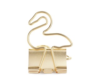 Flamingo shaped binder clip isolated on white. Stationery item Photo of Flamingo shaped binder clip isolated on white. Stationery item