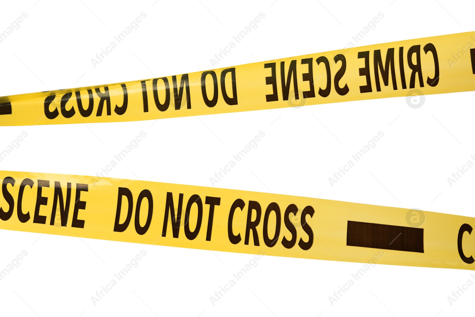 Yellow crime scene tapes isolated on white Photo of Yellow crime scene tapes isolated on white