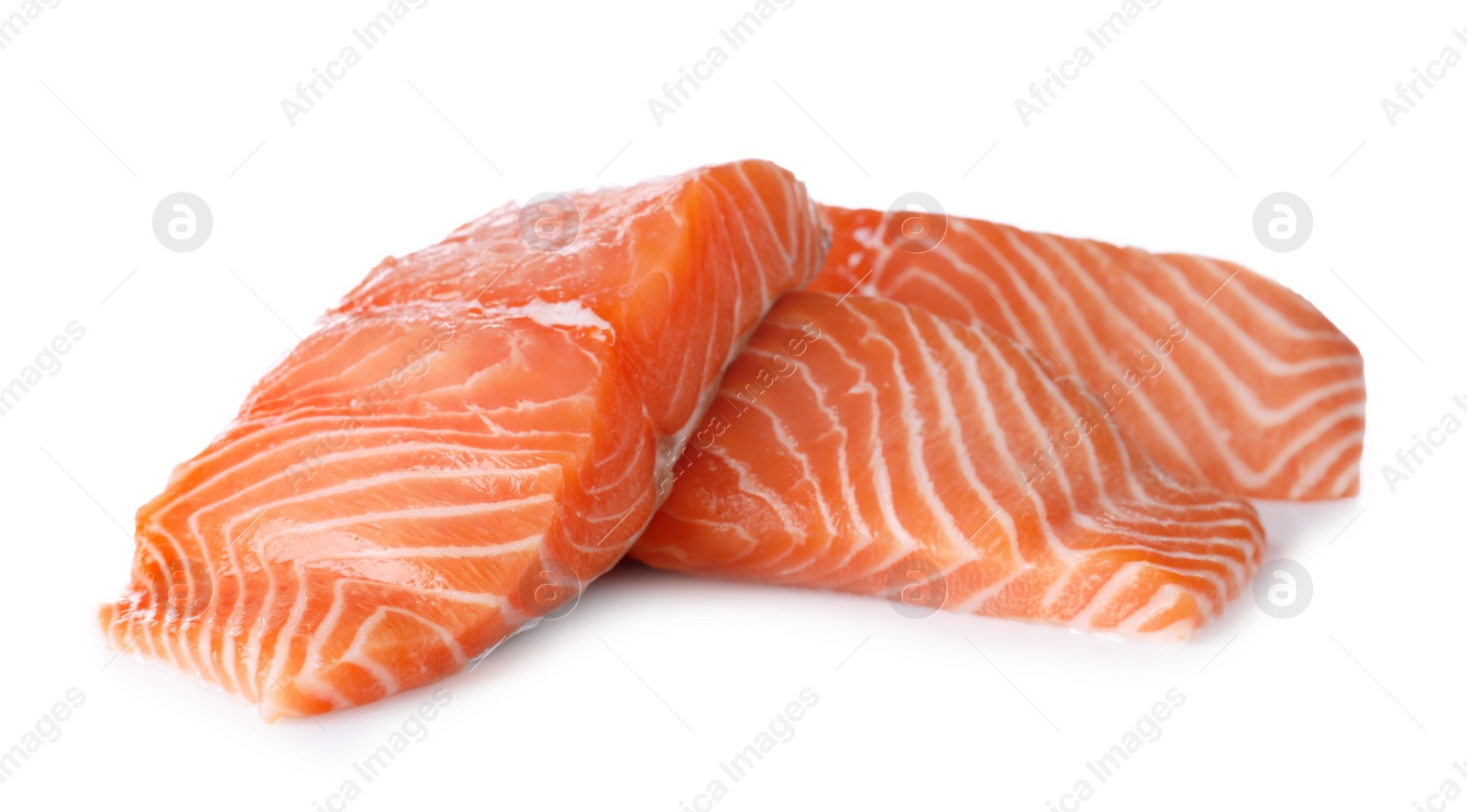 Fresh raw salmon on white background. Fish delicacy Photo of Fresh raw salmon on white background. Fish delicacy
