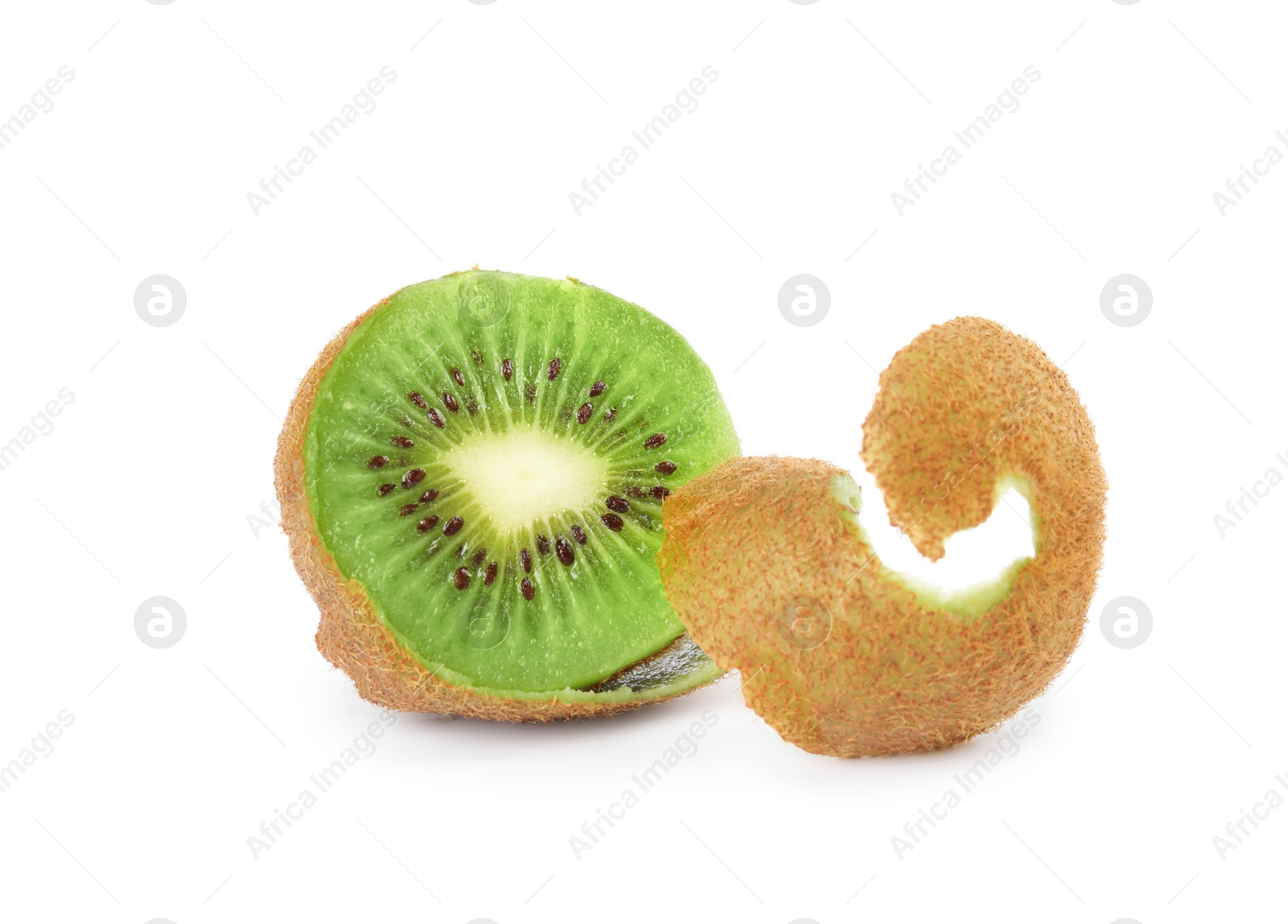 Half of fresh ripe kiwi isolated on white Photo of Half of fresh ripe kiwi isolated on white