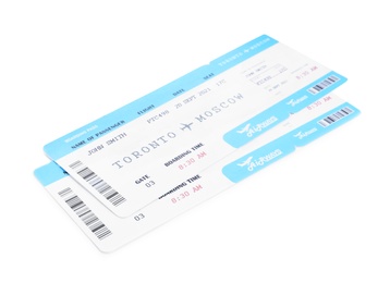 Tickets isolated on white. Travel agency concept Photo of Tickets isolated on white. Travel agency concept