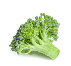 Fresh green raw broccoli on white background Photo of Fresh green raw broccoli on white background