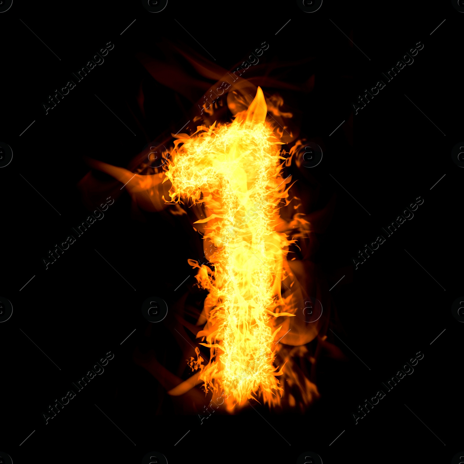 Flaming 1 on black background. Stylized number design Image of Flaming 1 on black background. Stylized number design