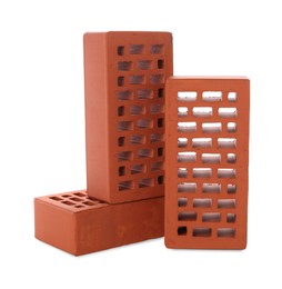 Red bricks on white background. Building material Photo of Red bricks on white background. Building material