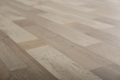 Photo of Clean wooden laminate as background. Floor covering