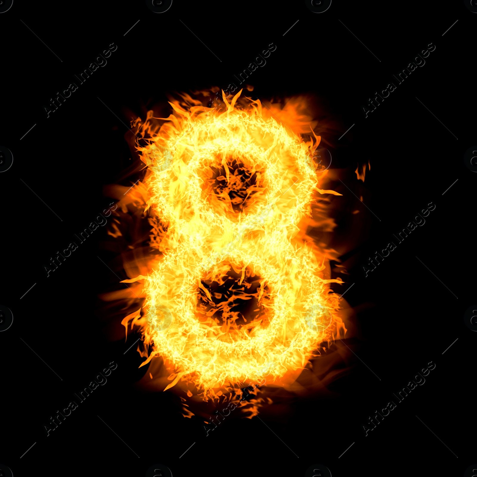 Flaming 8 on black background. Stylized number design Image of Flaming 8 on black background. Stylized number design