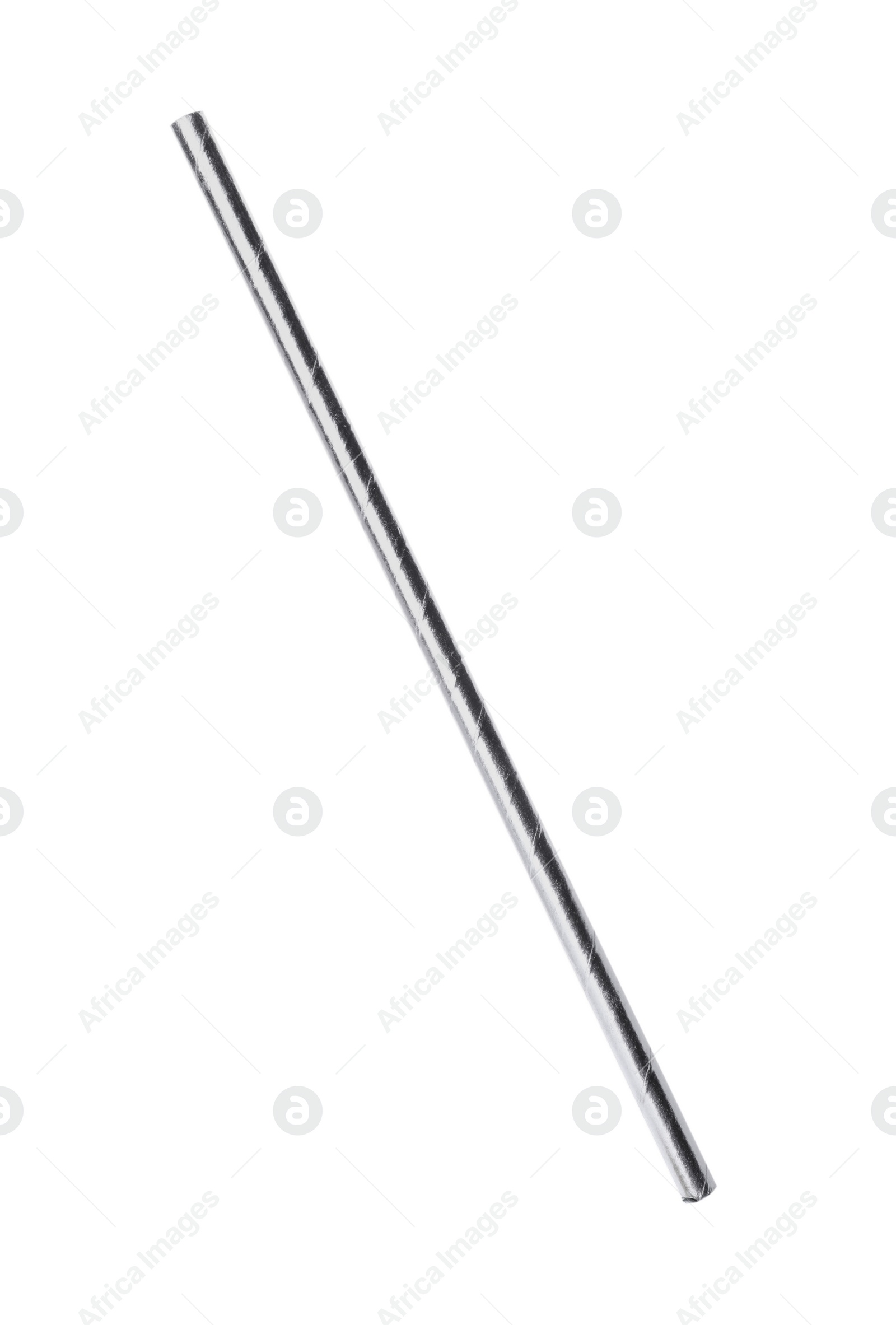 Silver plastic cocktail tube isolated on white background Photo of Silver plastic cocktail tube isolated on white background