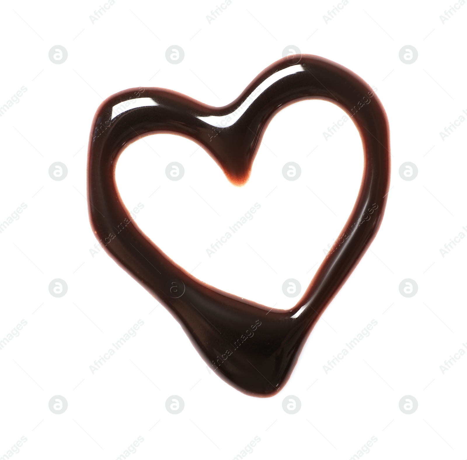 Heart made of dark chocolate on white background, top view Photo of Heart made of dark chocolate on white background, top view