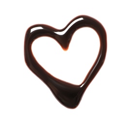 Heart made of dark chocolate on white background, top view Photo of Heart made of dark chocolate on white background, top view