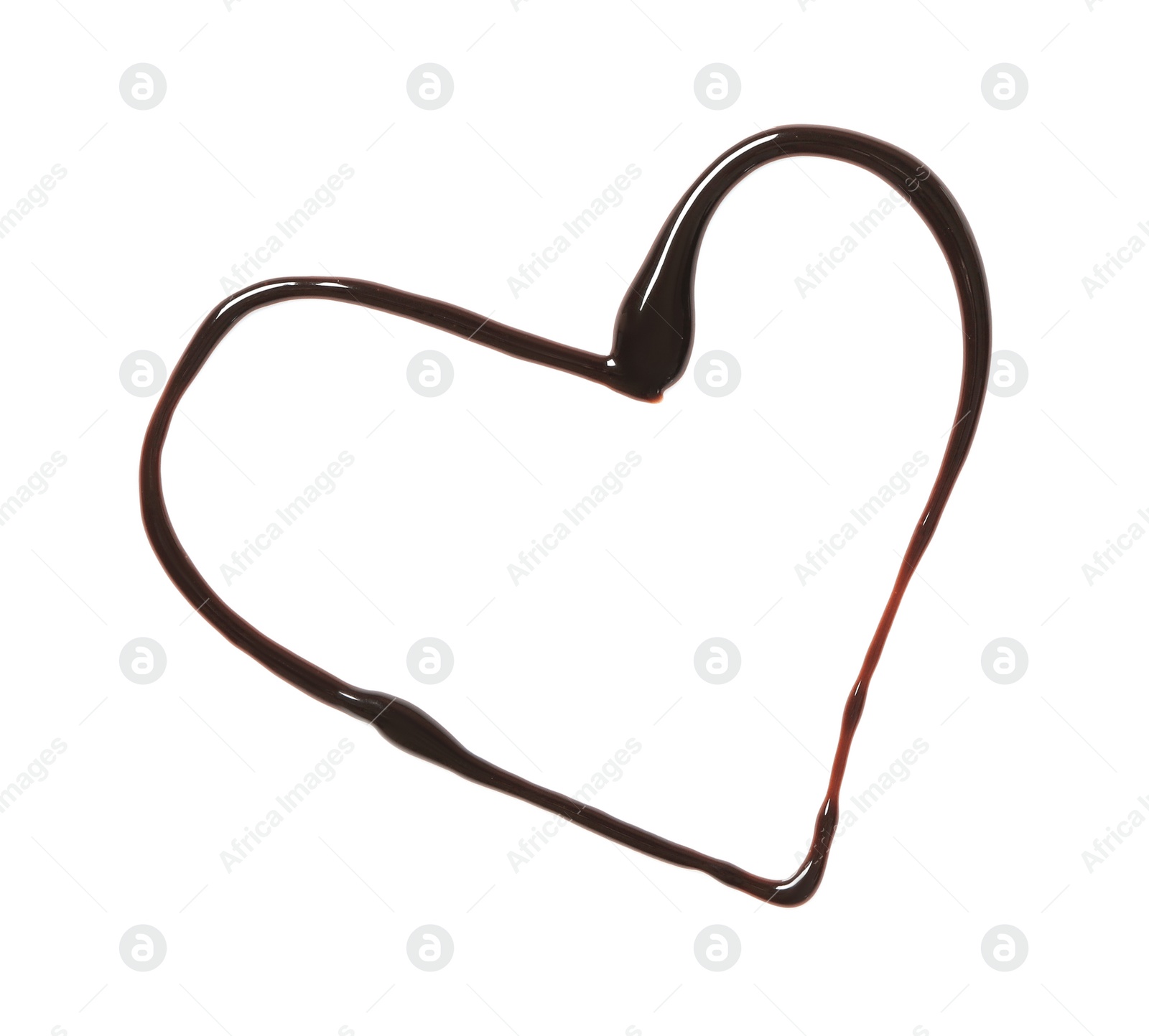 Heart made of dark chocolate on white background, top view Photo of Heart made of dark chocolate on white background, top view