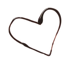 Heart made of dark chocolate on white background, top view Photo of Heart made of dark chocolate on white background, top view