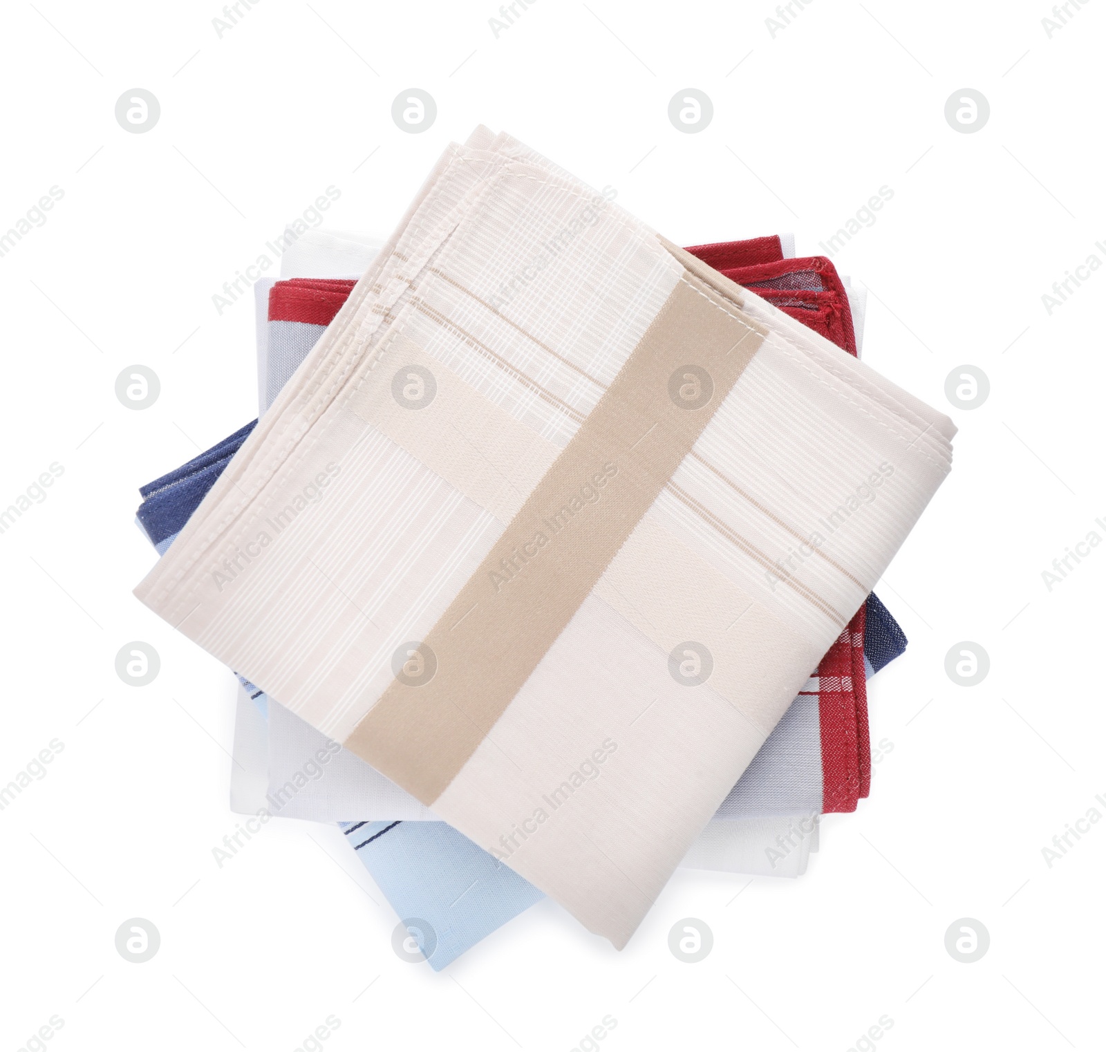 Photo of Stylish handkerchiefs on white background, top view