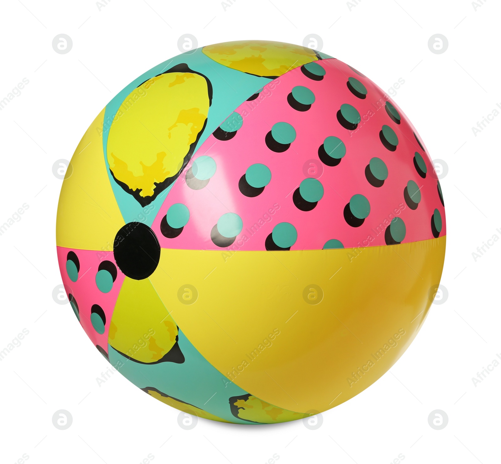 Inflatable colorful beach ball isolated on white Photo of Inflatable colorful beach ball isolated on white