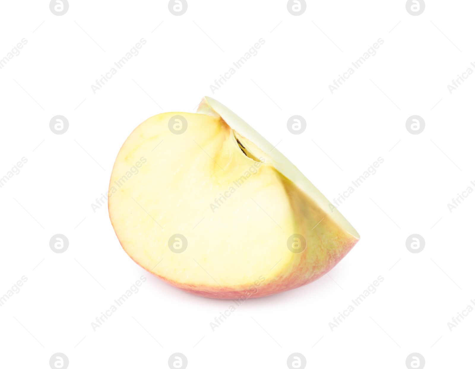 Slice of fresh ripe red apple isolated on white Photo of Slice of fresh ripe red apple isolated on white