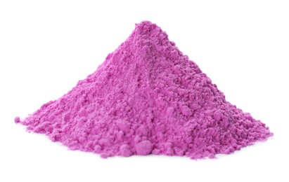 Purple powder dye on white background. Holi festival Photo of Purple powder dye on white background. Holi festival