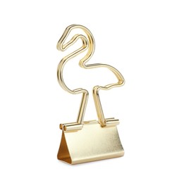 Flamingo shaped binder clip isolated on white. Stationery item Photo of Flamingo shaped binder clip isolated on white. Stationery item
