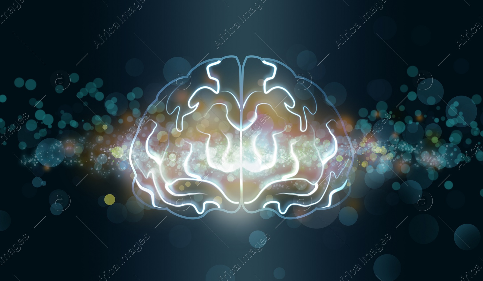 Illustration of human brain on dark background Illustration of human brain on dark background
