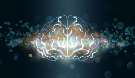 Illustration of human brain on dark background Illustration of human brain on dark background